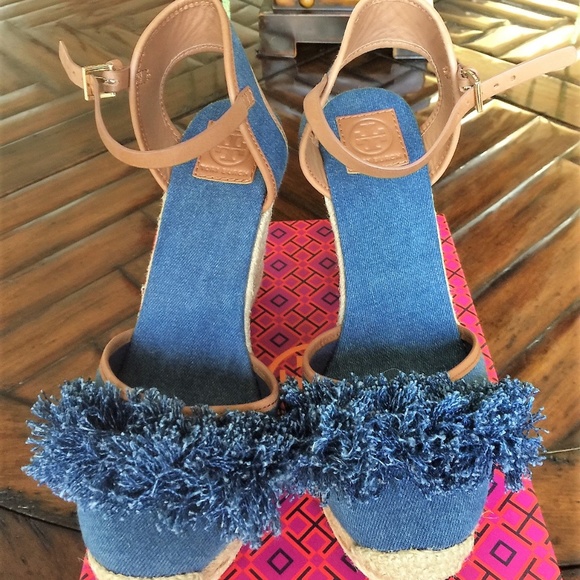 New $250 Tory Burch Shaw Denim Espadrilles 10.5-11 - Picture 4 of 8